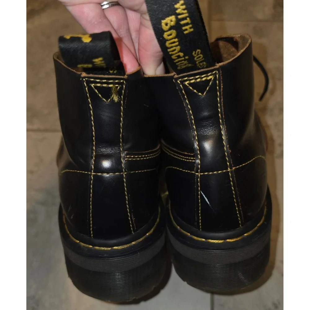 Dr. Martens Church Quad Monkey Boots Black Leather Platform Mens 10 Womens 11